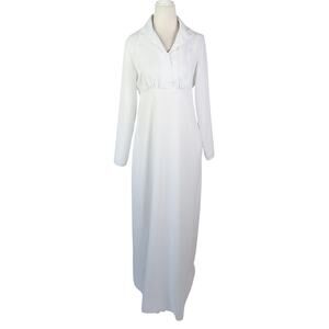Vintage 70s Jody of California White Embroidered Long Sleeve Maxi Dress 4